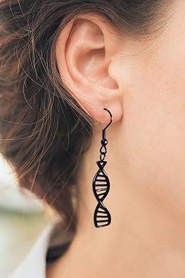 DNA Double Helix Science Stainless Steel Dangle Earrings