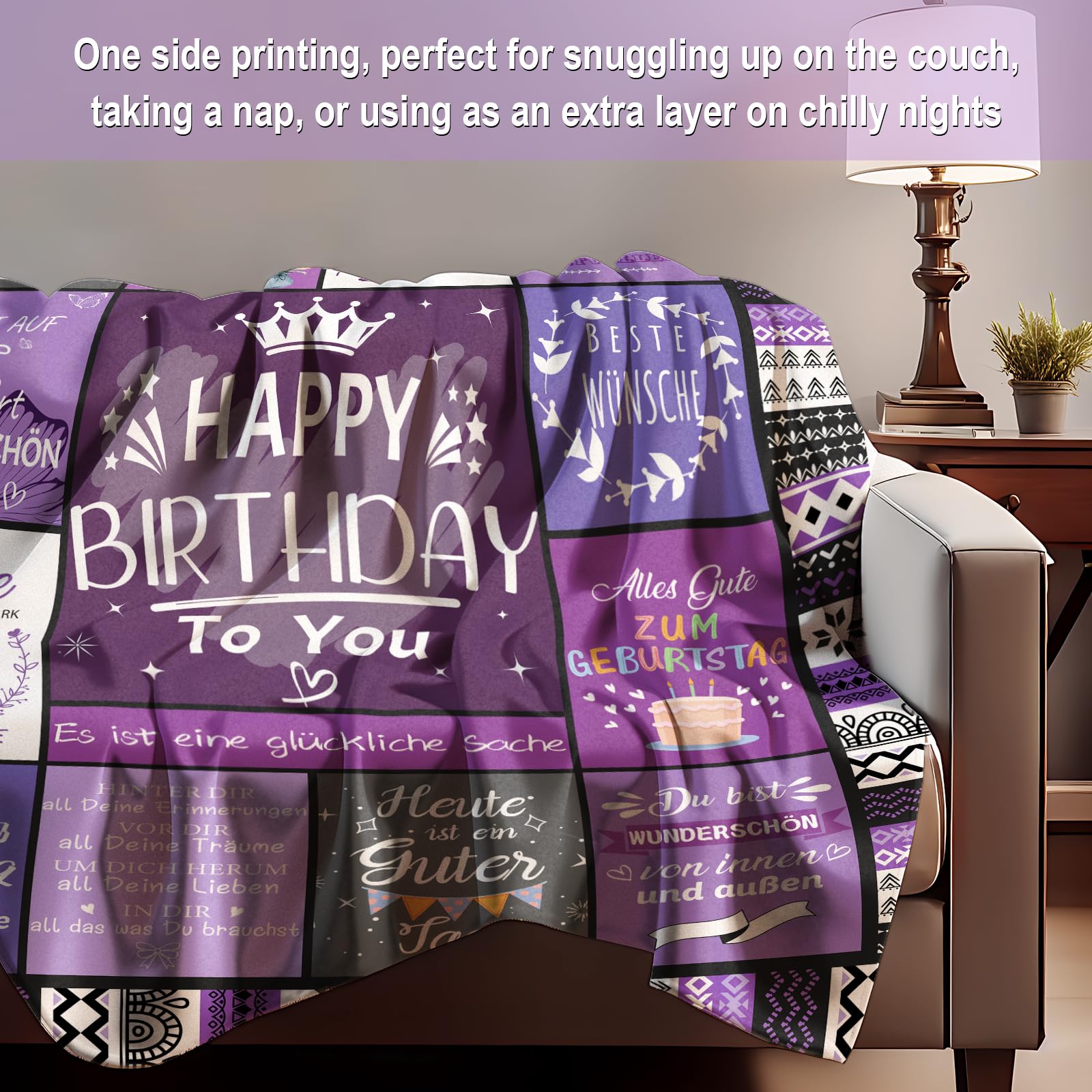 Wisegem Geburtstagsdecke Für Frauen – 152,4 X 127 Cm, Bedruckt, Weiches Fleece, Personalisierbares Geschenk