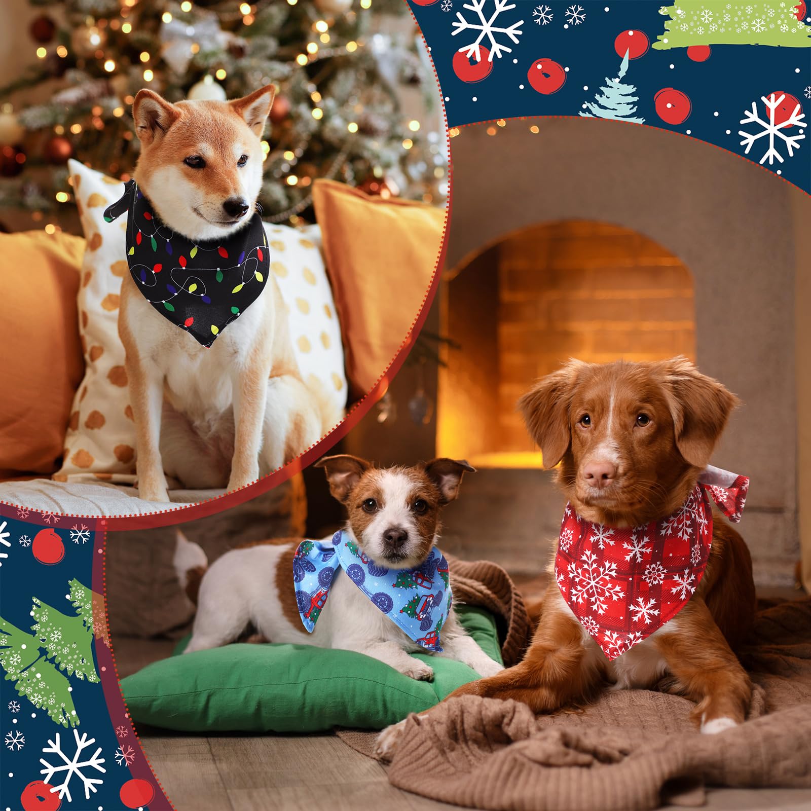 Paterr Lot de 100 Bandanas de Noël pour Chien - Mouchoir Doux en Forme de Triangle - Réglable et Lavable - Accessoire de décoration pour Chiens de Petite et Moyenne Taille
