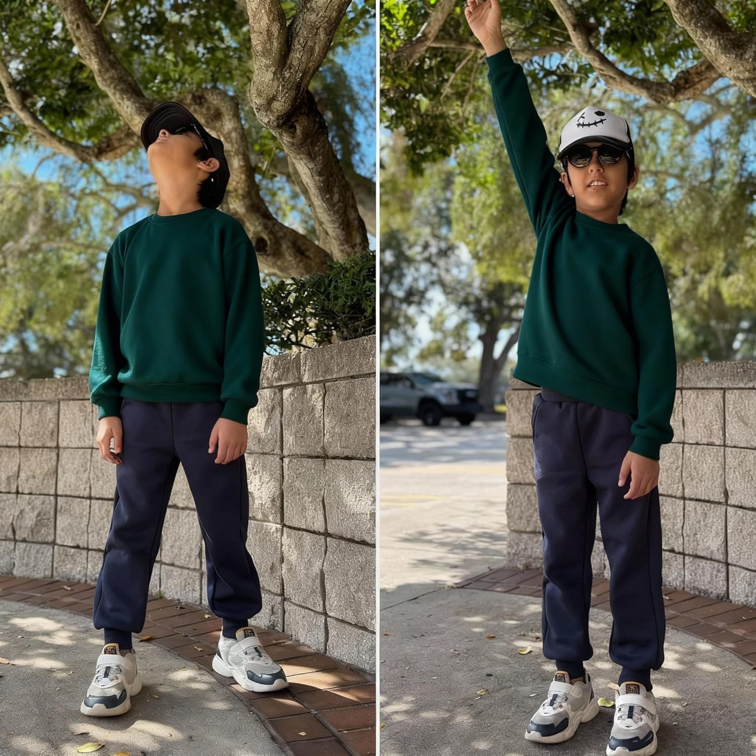 BIG ELEPHANT Boys Girls Fleece Lined Sweatpants, Winter Warm Soft Cotton Elastic Waist Kids Jogger Pants with Pockets - Image 2