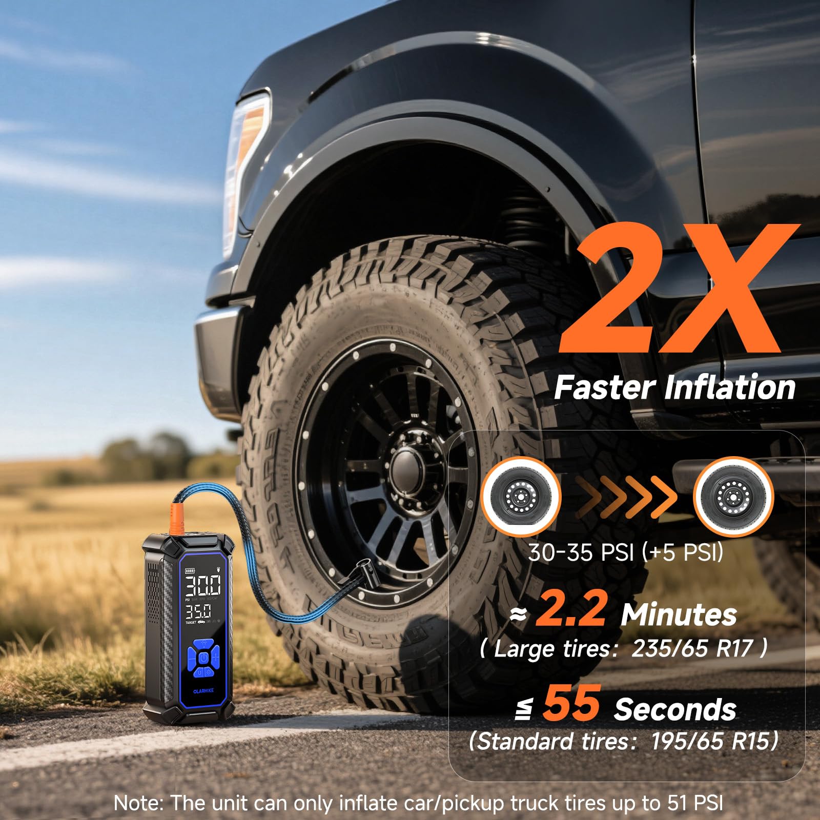 OlarHike Portable Tire Inflator - Fast & Powerful -2