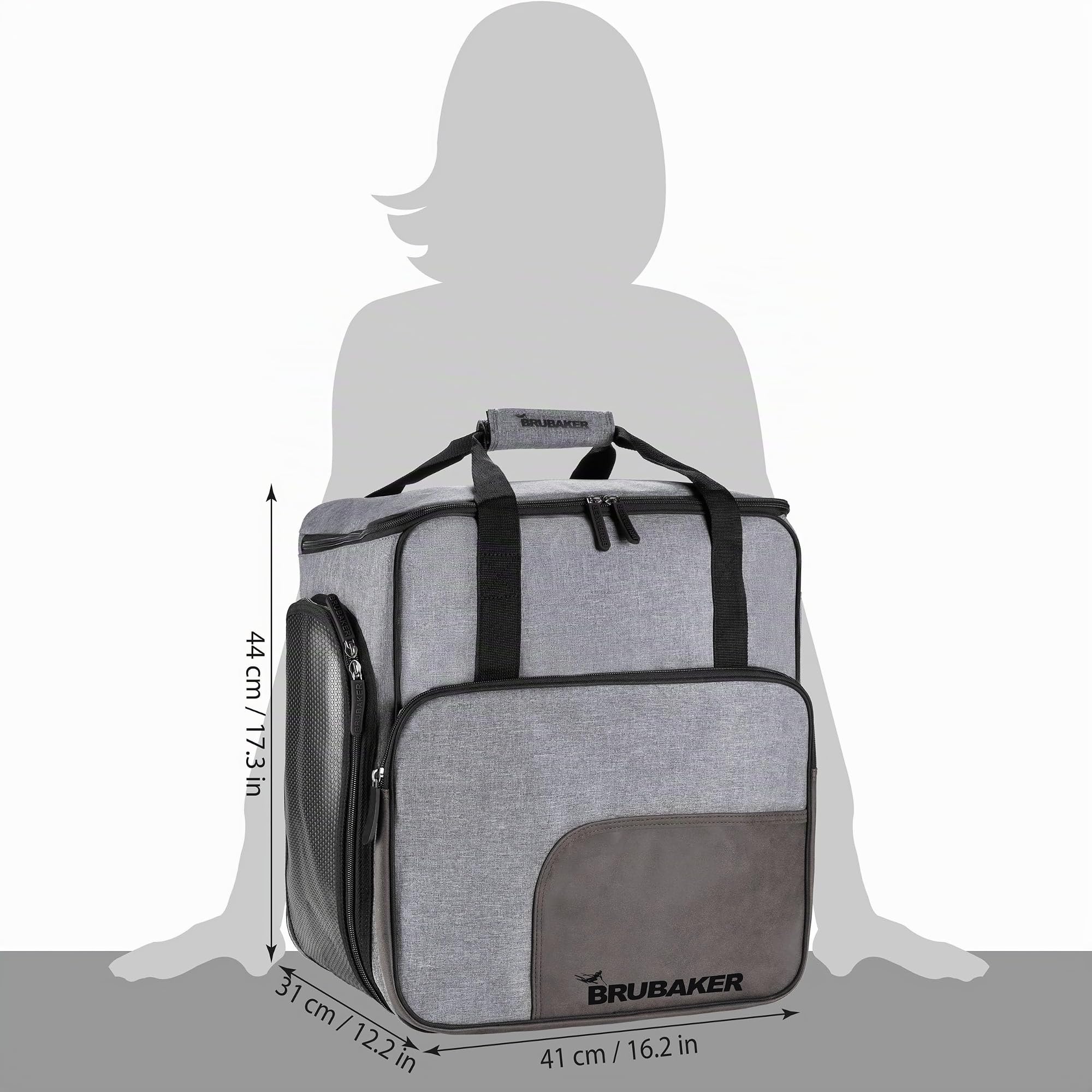 BRUBAKER Conjunto Carver Performance - Bolsa para Botas y Casco de ski Junto para 1 par de esquís + Bastones + Botas + Casco - Gris Negro
