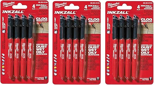 Milwaukee 48-22-3104 Inkzall - Marcador de punta fina, negro, 12 marcadores