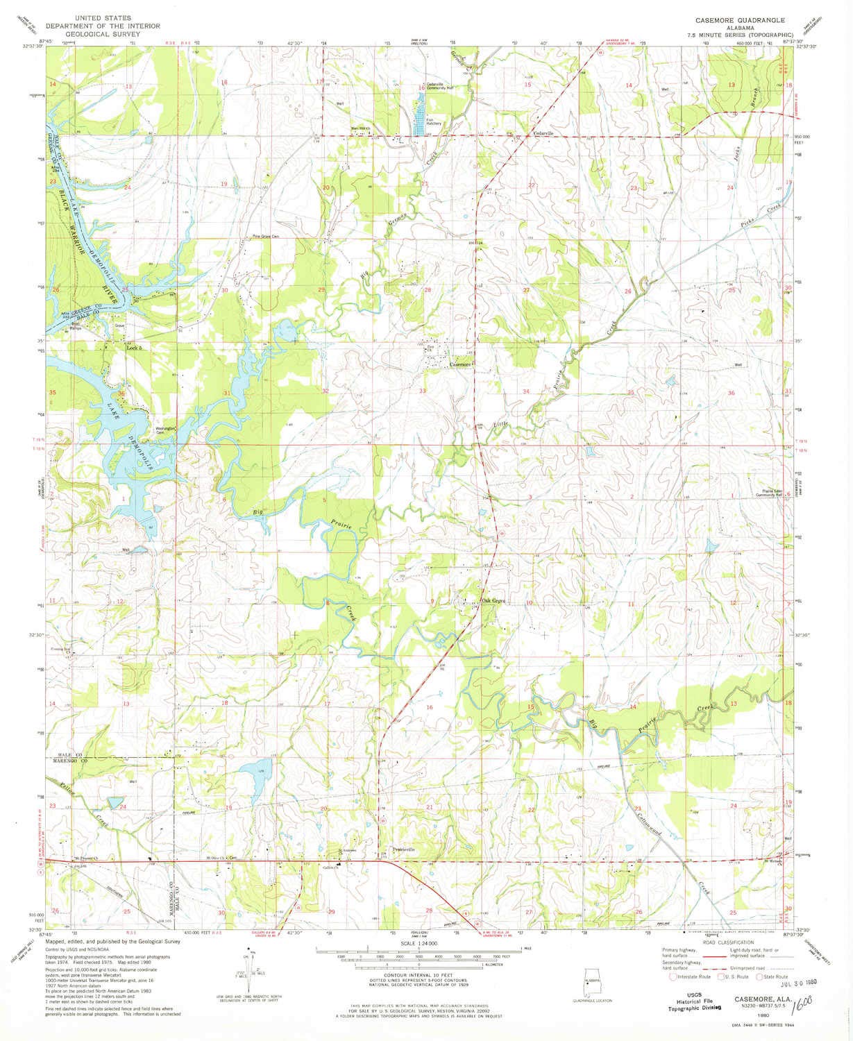 YellowMaps Casemore AL topo map, 1:24000 Scale, 7.5 X 7.5 Minute, Historical, 1980, Updated 1980, 26.8 x 22 in