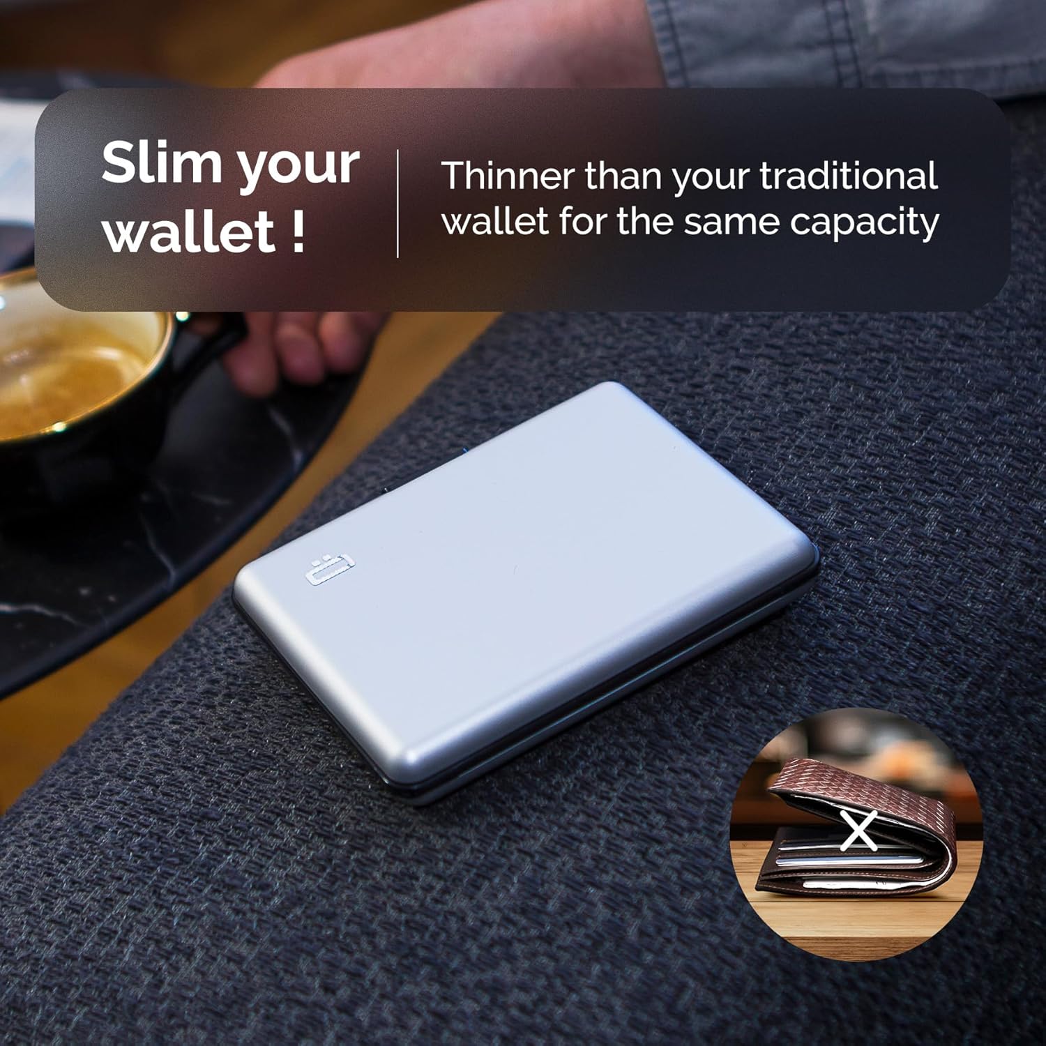 ÖGON -DESIGNS- Aluminum wallet, Large capacity, RFID Protection against fraud and demagnetization, Smart Case BIG STOCKHOLM model