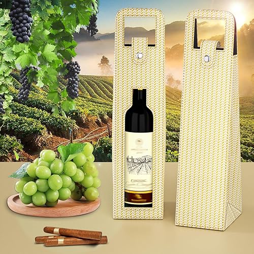 Miniatura 10 de RYDDOY Bolsa de regalo de vino, bolsa de cuero reutilizable, bolsa de regalo de cerveza champán para cumpleaños, boda, fiesta de picnic, regalos de