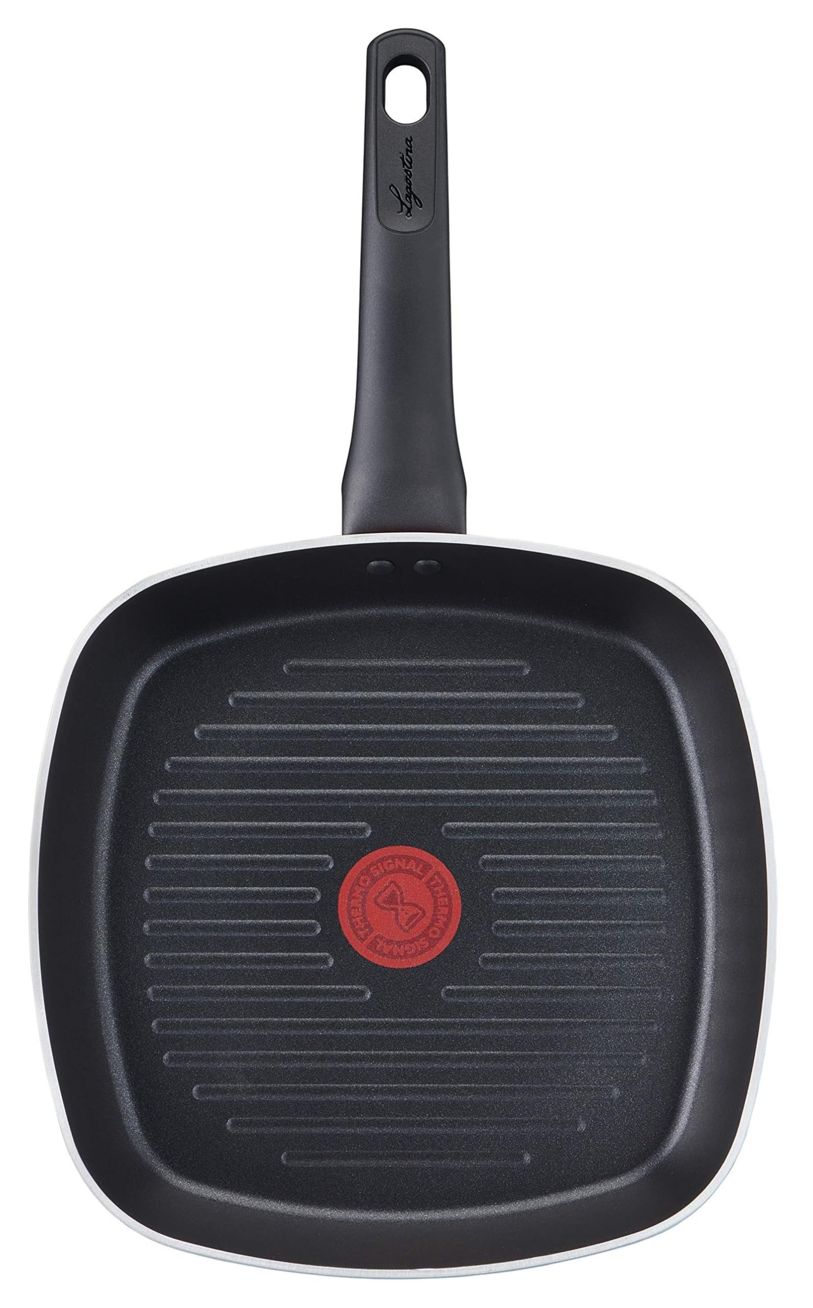 Lagostina Grill Antiaderente in Alluminio 26x26 cm, Induzione, Gas e Forno, con Indicatore Cottura Thermo-Signal, Rivestimento Titanium Easy, Manico Ergonomico in Bakelite