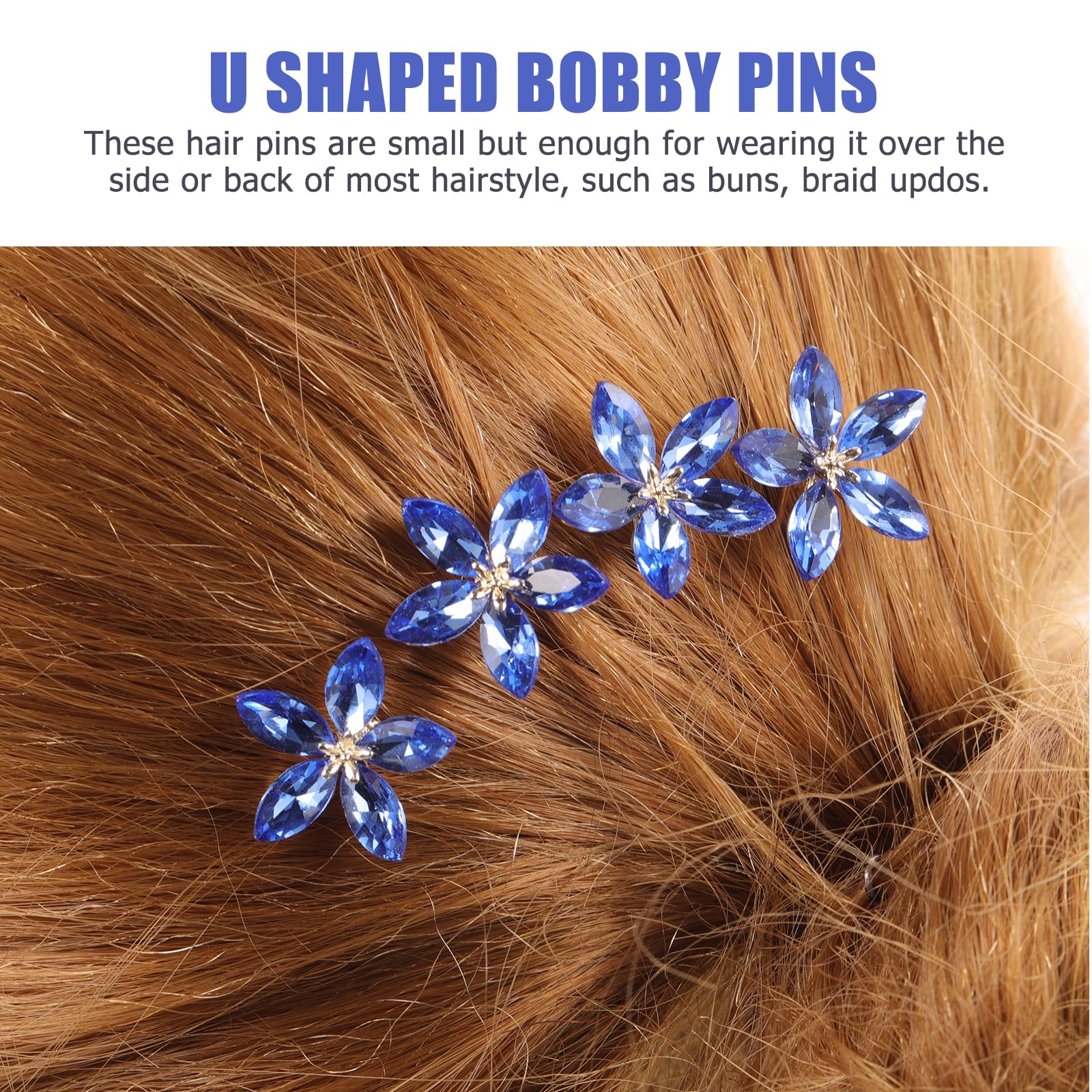 minkissy 4 niebieskie szpilki do włosów na wesele, w kształcie litery U, spinki do włosów, spinki do włosów na wesele, szpilki do włosów typu chignon do włosów, ze stopu metali, dla panny młodej,