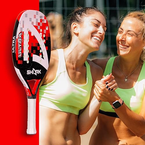 Miniatura 6 de Shark Ultra - Raqueta profesional de tenis de playa  Nivel principiante  Marco de fibra de vidrio  núcleo suave de EVA  0.866 pulgadas de grosor