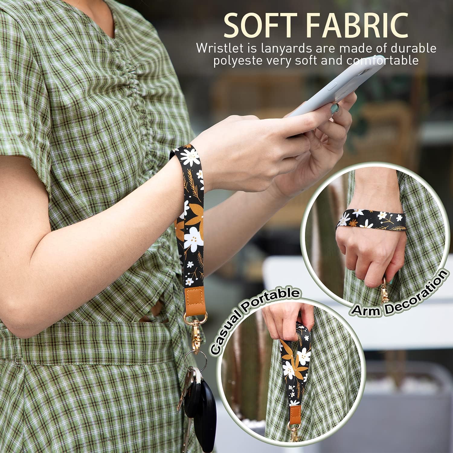 2 Pieces Lanyard for Neck Wrist with Swivel Lobster Clasp and Genuine Leather, for ID Badge Holder Keys, Camera - Image 5
