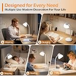 GyroVu Lampes de bureau pour la maison, LED Lampe de lecture, lampe de table, soins oculaires 5000K Lumière de jour, réglable Gooseneck lampe de bureau pour la chambre de dortoir du collège, chambre, bureau(blanc)