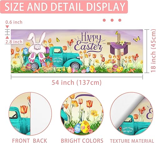 Miniatura 6 de Cortina de cenefas de Pascua para cocina, cortina de cenefa de camión de conejo de Pascua para cocina, decoración de cocina de Pascua, cortinas