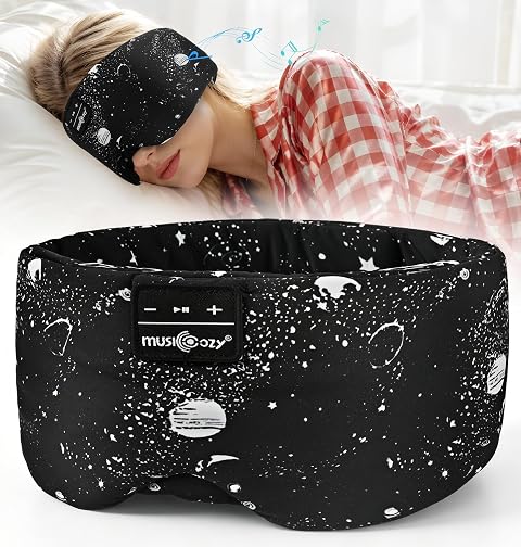 MUSICOZY Sleep Mask Headphones 100% Blackout Ice Silk Sleep Headphones