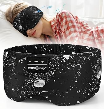 MUSICOZY Sleep Mask Headphones 100% Blackout Ice Silk Sleep Headphones