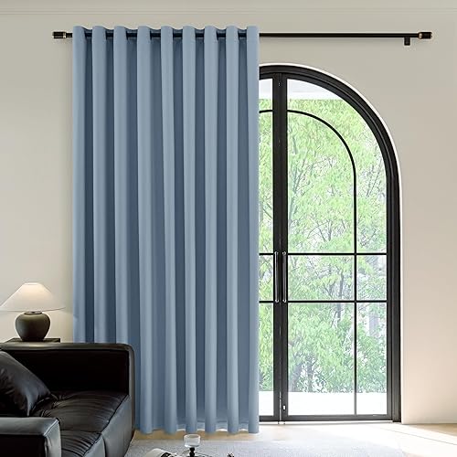 Miniatura 49 de FMFUNCTEX Cortinas 100% opacas para dormitorio, cortinas de tejido geométrico verde salvia de 90 pulgadas de largo, cortina con aislamiento térmico