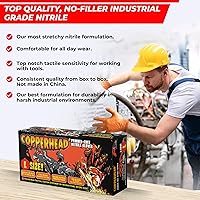 Vista 9 de Copperhead Guantes desechables de nitrilo naranja HD, 8 mil, sin látex ni polvo, industriales, seguros para alimentos, textura de diamante elevado