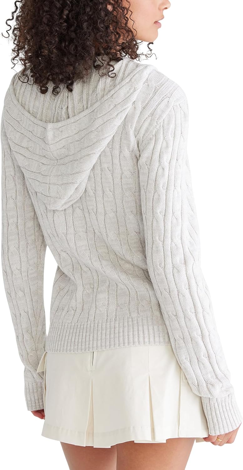 Aeropostale Women's Zip Up Cable Sweater - Image 4