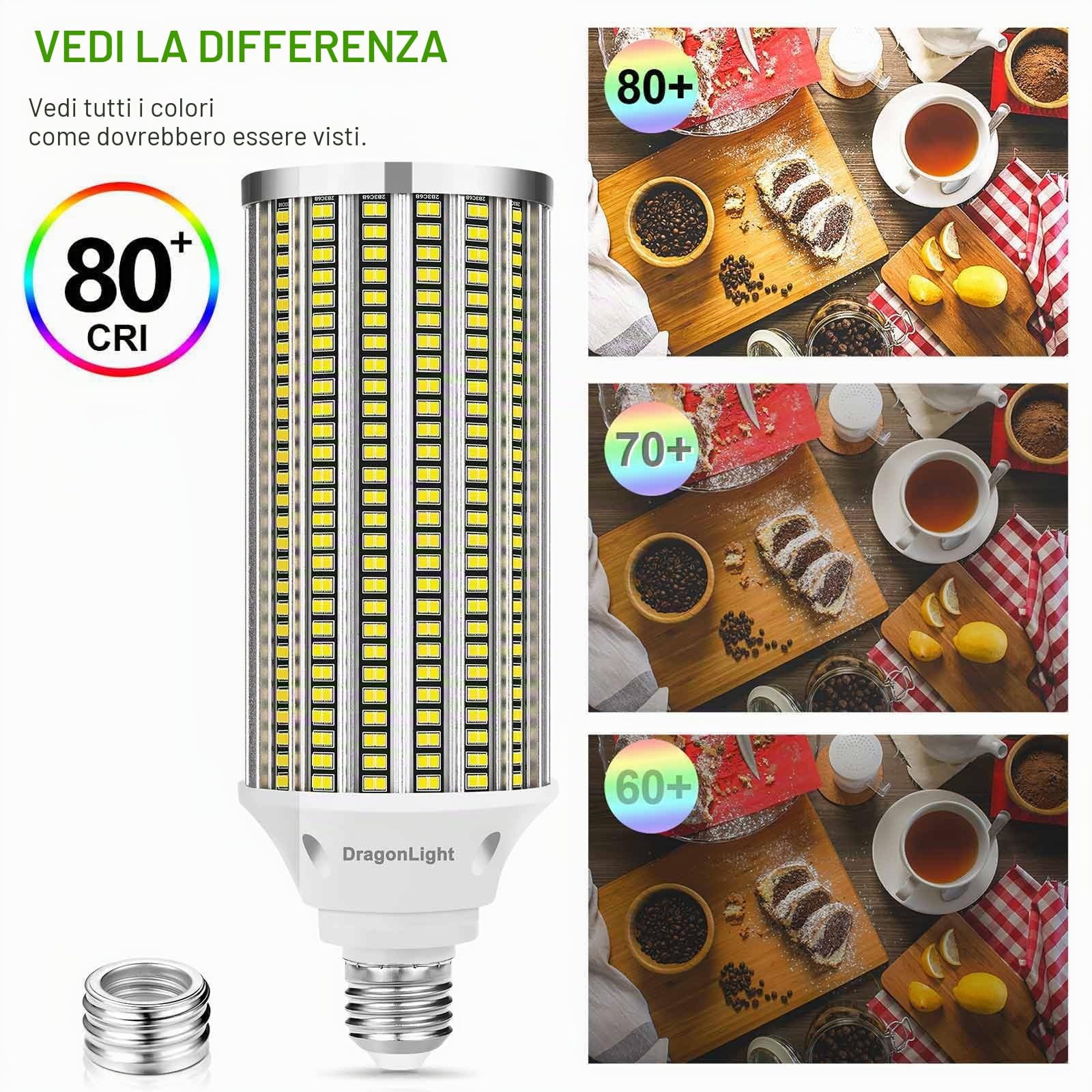 DragonLight 120W Lampadina LED Mais Super Luminosa (Sostituisce 800W) - LED Edison E27/E40-5000K Bianco Freddo 14400LM per Illuminazione Commerciale - Garage Officina Ufficio Cortile (2 Pezzi)