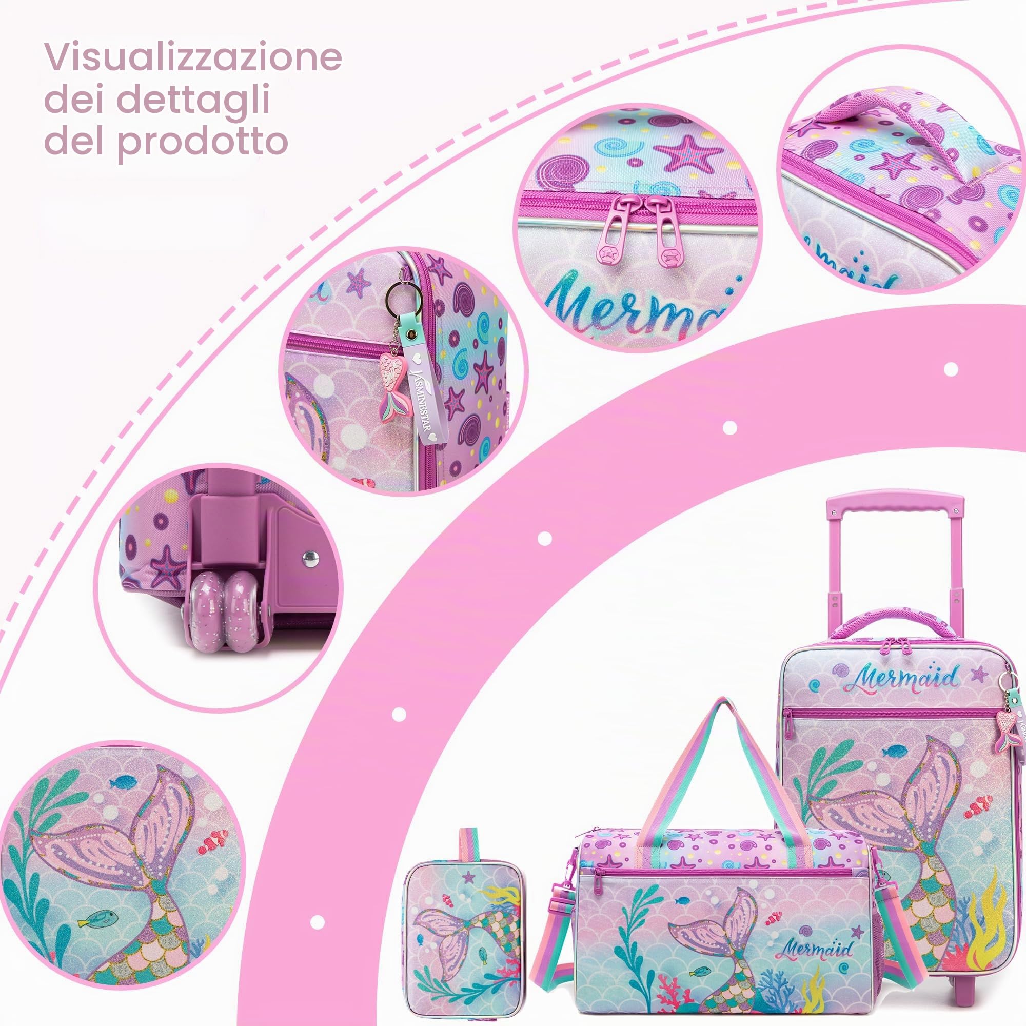 HTgroce Valigia Bagaglio a Mano, Trolley Bambino Borsone da Viaggio, Borsa Piscina Bambina, Bagaglio per bambini con Borsa da Toilette Viaggio