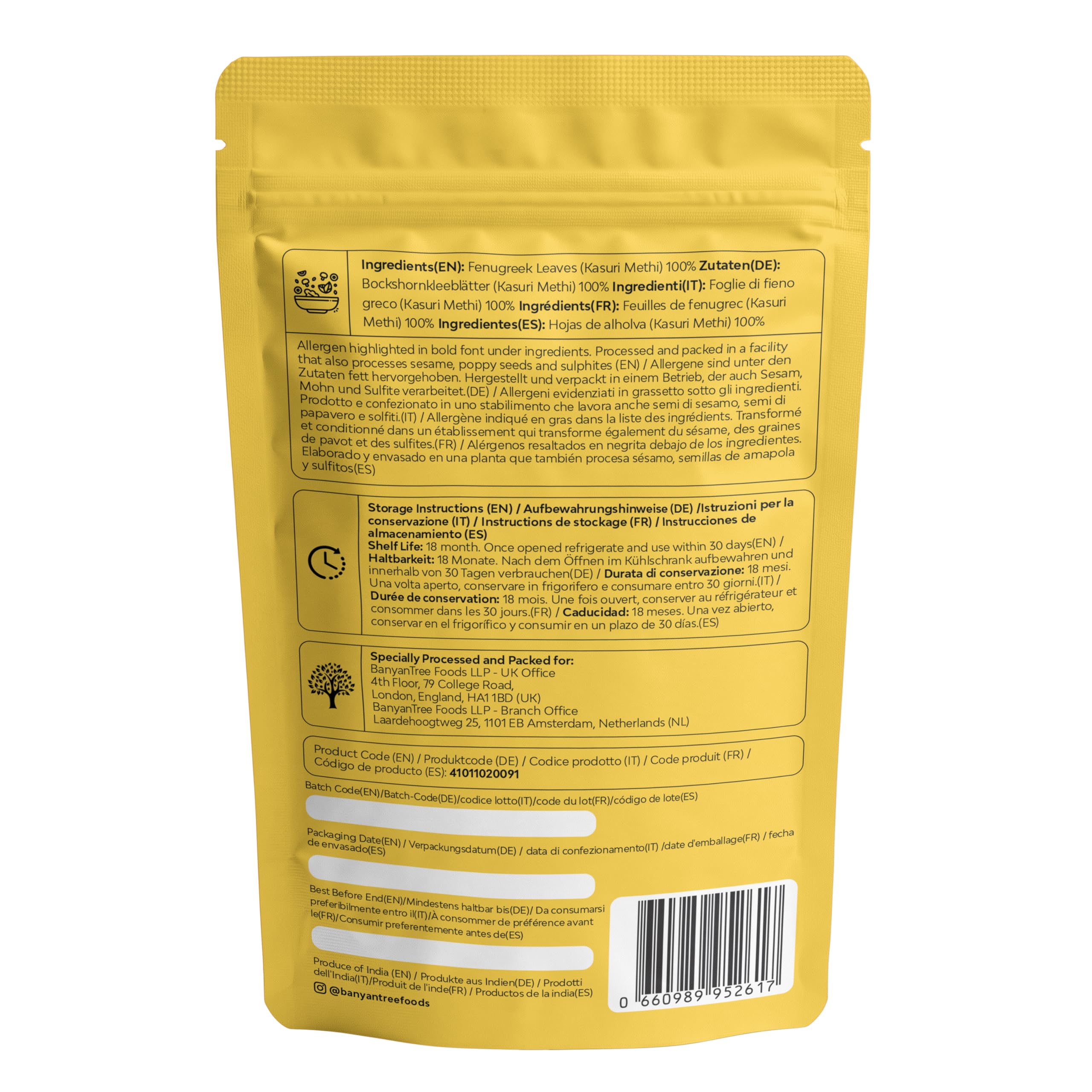 Prima Kasuri Methi - Hojas de fenogreco seco premium 70g