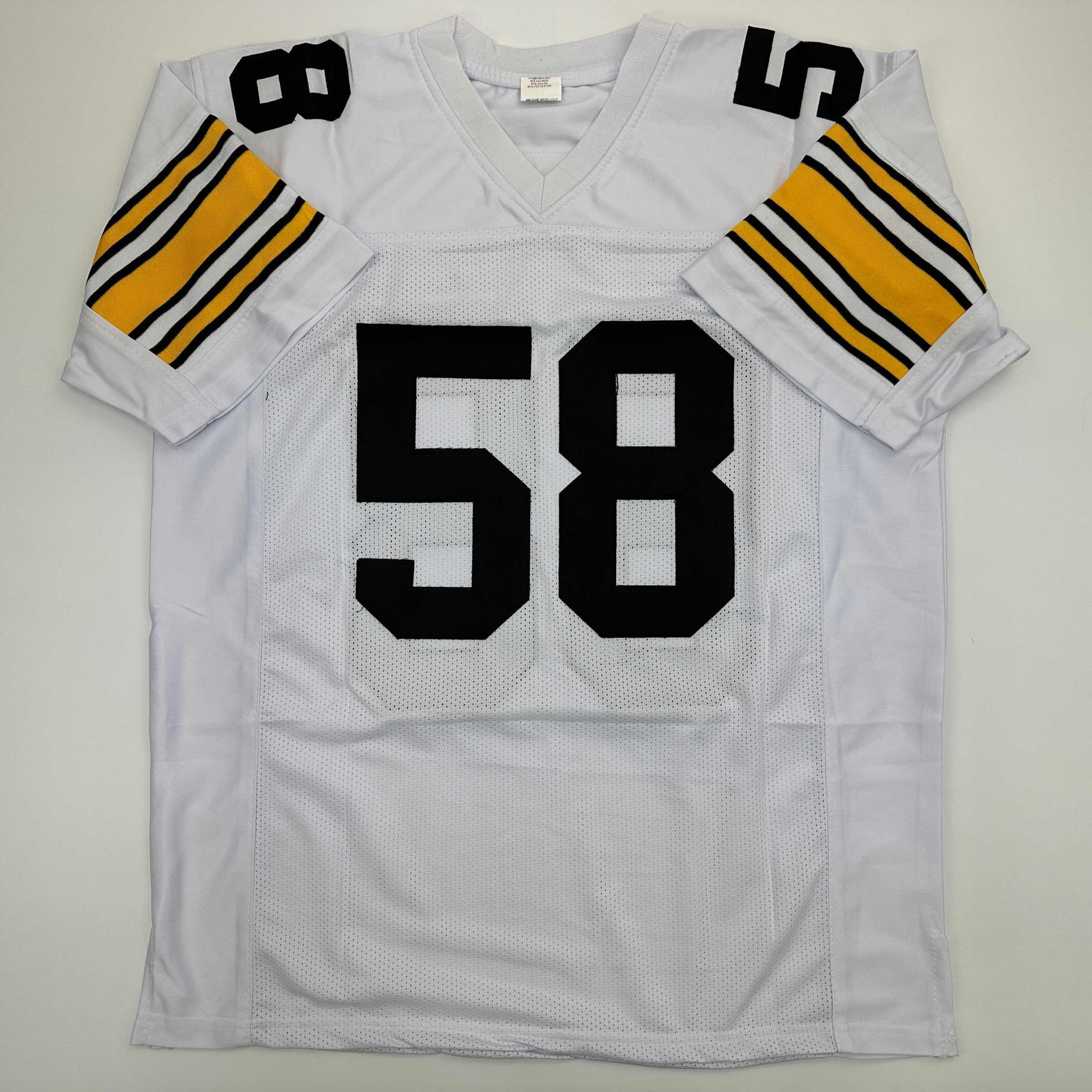 Facsimile Autographed Jack Lambert Pittsburgh White Reprint Laser