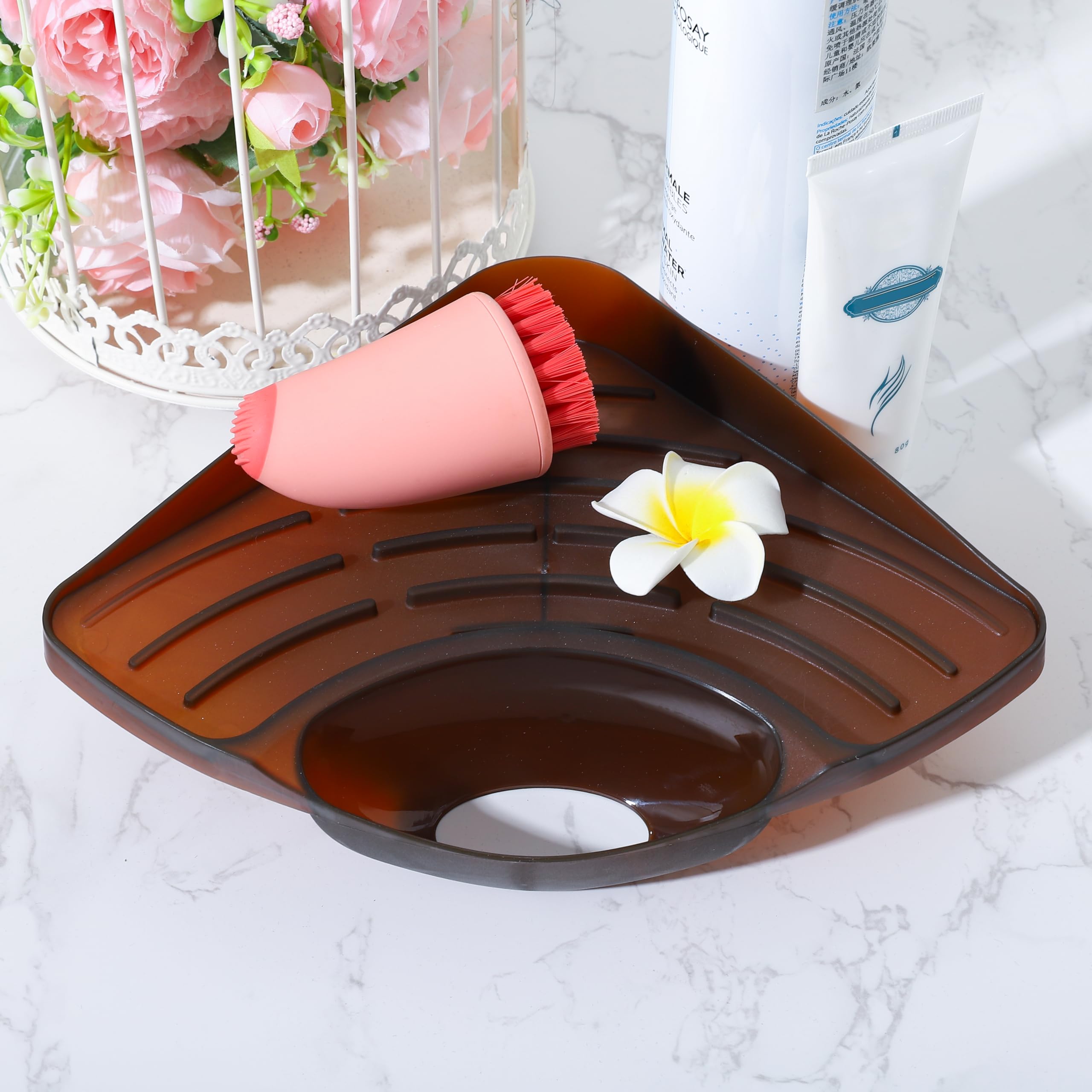 Kuber Industries Kitchen Sink Stand | Food Strainer Stand for Kitchen | Vegetable-Fruit Drainer Holder | Sink Stopper Shifter for Kitchen | Multipupose Kitchen Sink Stand | TM15007BR | Brown
