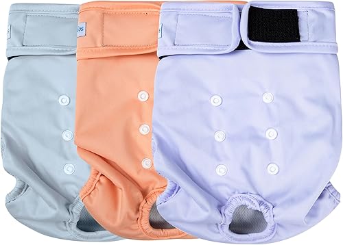 Miniatura 9 de Leekalos Pañales reutilizables lavables para perras (3 unidades) – Pañales para perritos altamente absorbentes – Pañales ajustables para cachorros