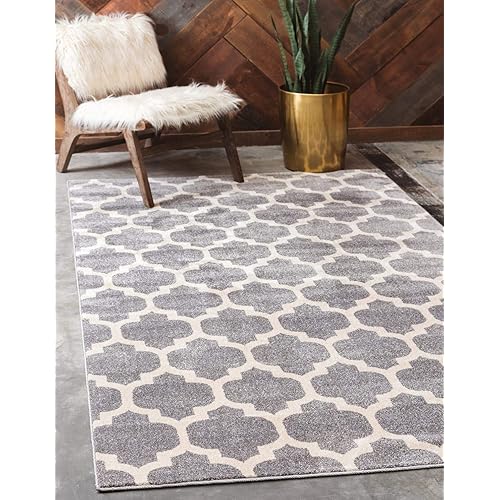 Unique Loom Trellis Collection Area Rug - Philadelphia (5' 1" x 8' Rectangle Dark Gray/Beige)