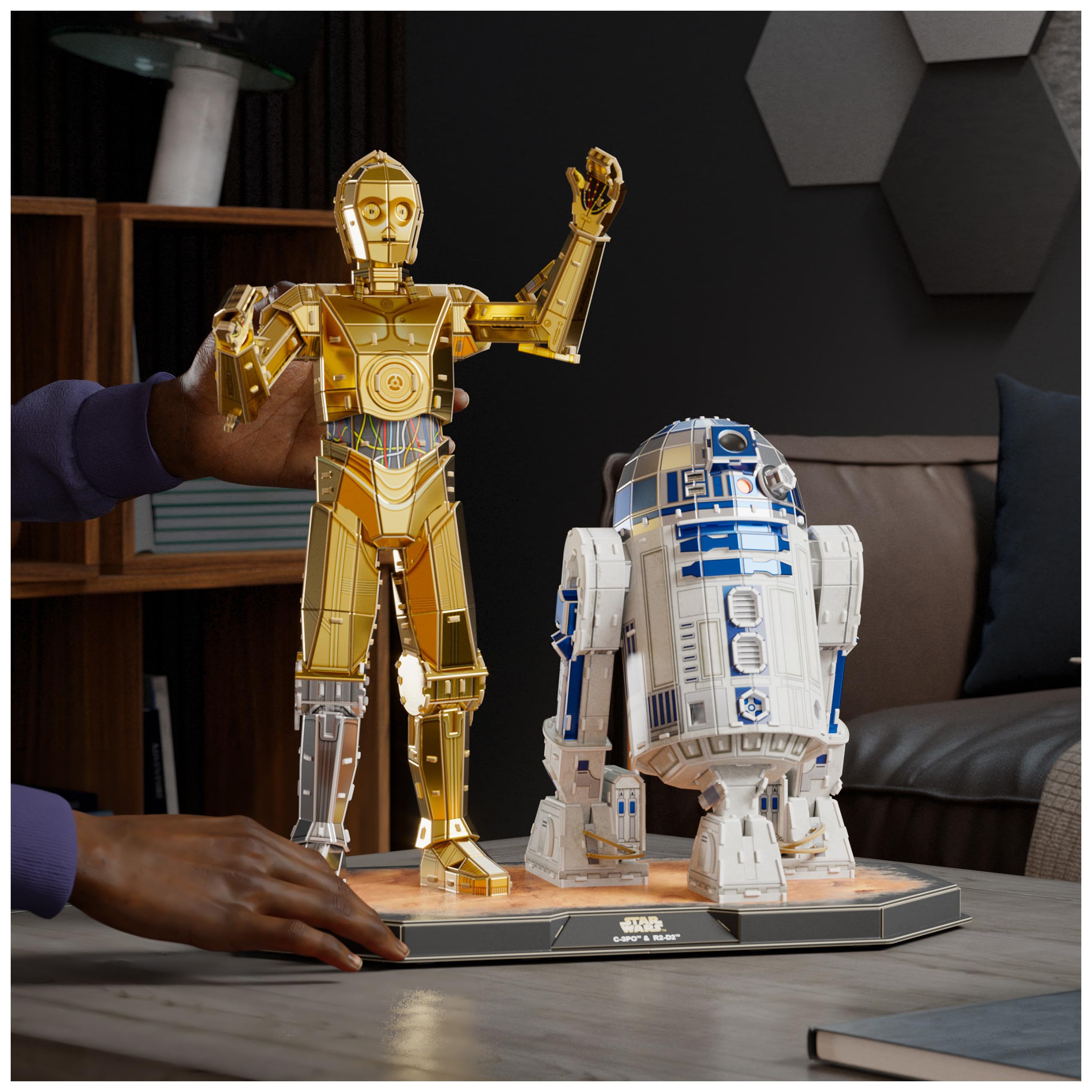 4D Build -4D Build, C-3PO et R2-D2 Star Wars à Collectionner, Jouets de Construction, Puzzle 3D pour Adultes et Adolescents, 416 pièces, à partir de 12 Ans (Spin Master 6074268)
