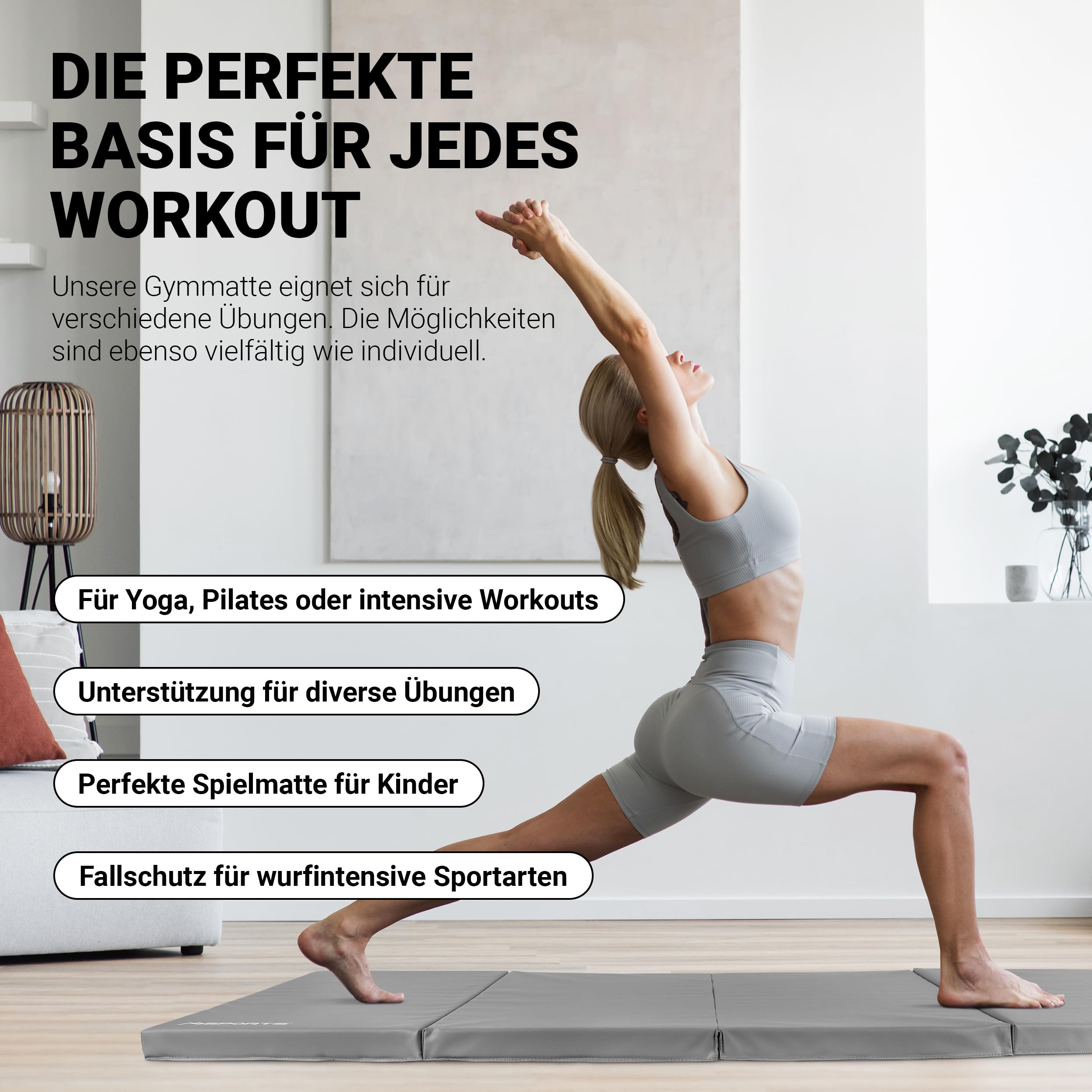 MSPORTS Turnmatte Premium klappbare Weichbodenmatte 190 x 80 x 5 cm Gymnastikmatte faltbare Sportmatte