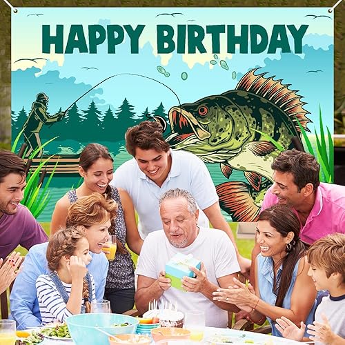 Miniatura 2 de Cartel de fondo con boca de pez de hombre de pesca, diseño de amor ido a la pesca, decoración de pescador para jubilación, baby shower, fiesta,