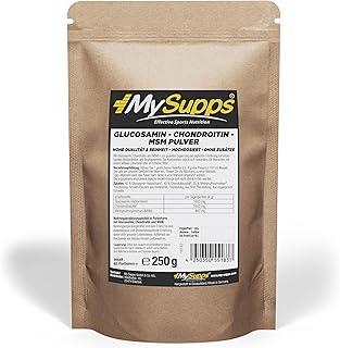 My Supps Glucosamin Chondroitin MSM Komplex l 250g Pulver hochdosiert für 2 Monate | 40% Glucosamin, 40% Chondroitinsulfat, 20% MSM | Neutral & gut löslich | Ohne Zusätze | Made in Germany