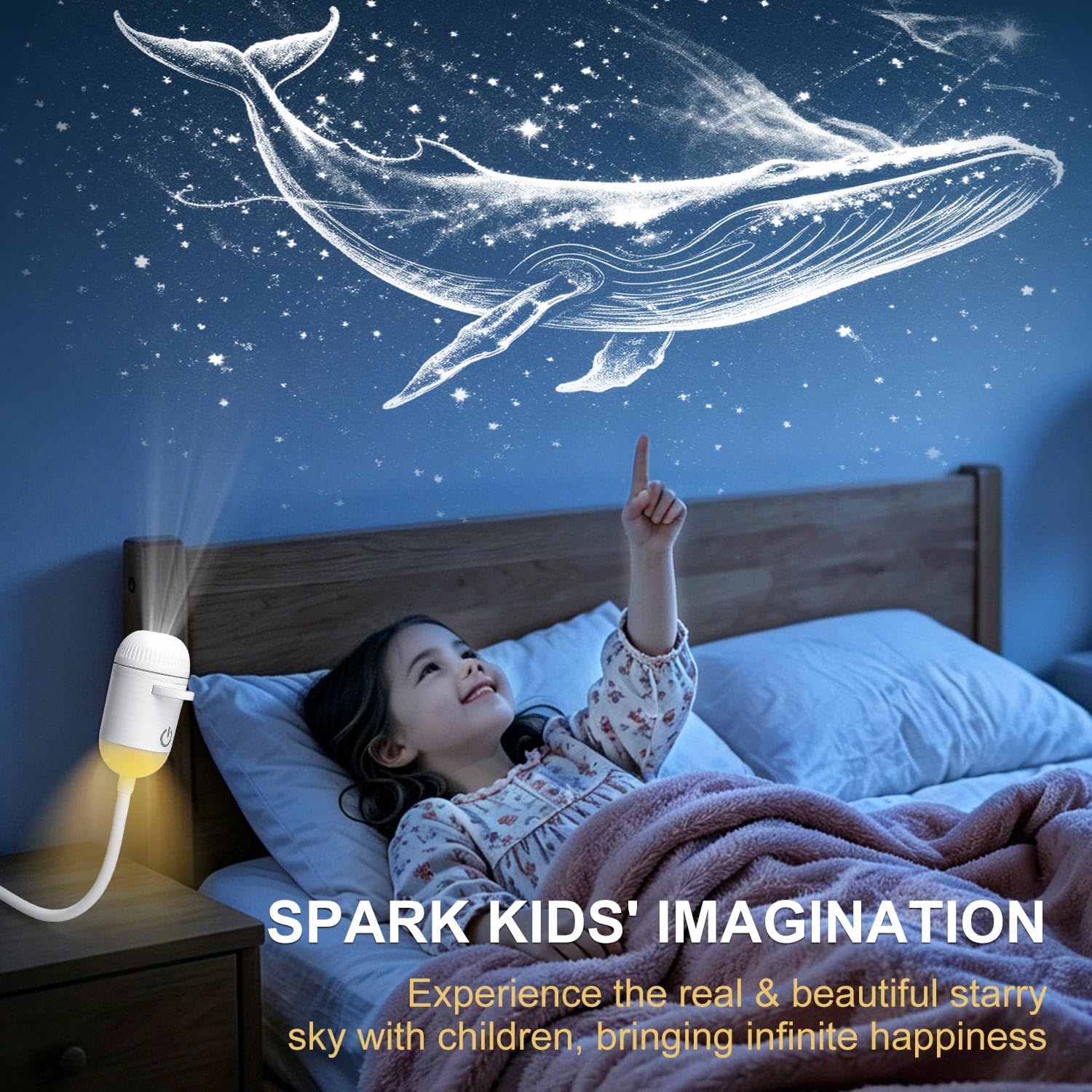 Galaxy Nachtlicht Projektor, 2-in-1 USB Sternenlampe Kinder Geschenk für Schlafzimmer | Einstellbare Helligkeit, Auto- und Raum-Wand-Deckendekoration, 10 Folien