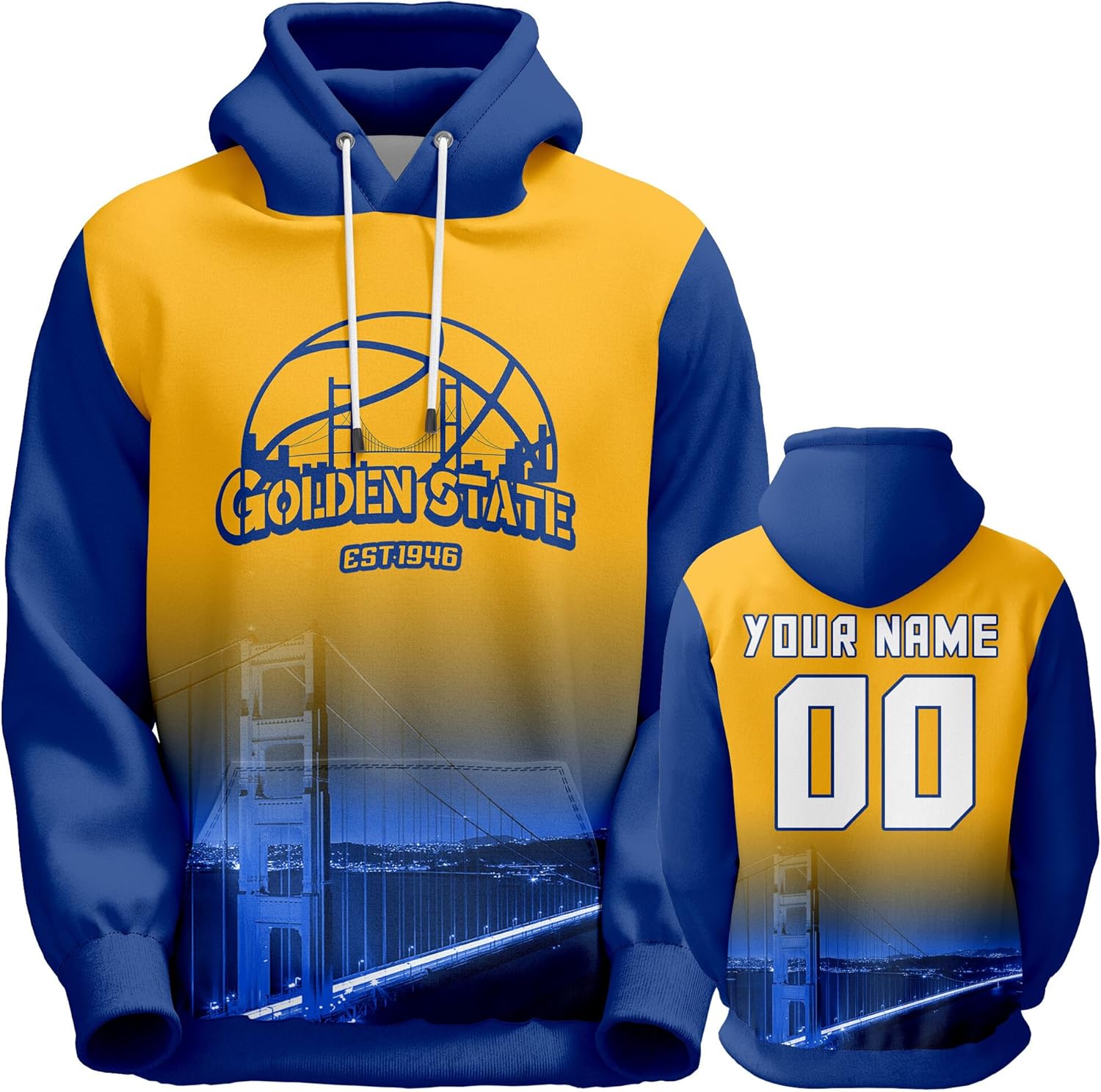 DDJAM Custom Men's Hoodie Basketball City Night View Fans Gifts for Men Women Youth Pullover Hooded Sweatshirt Name & Number