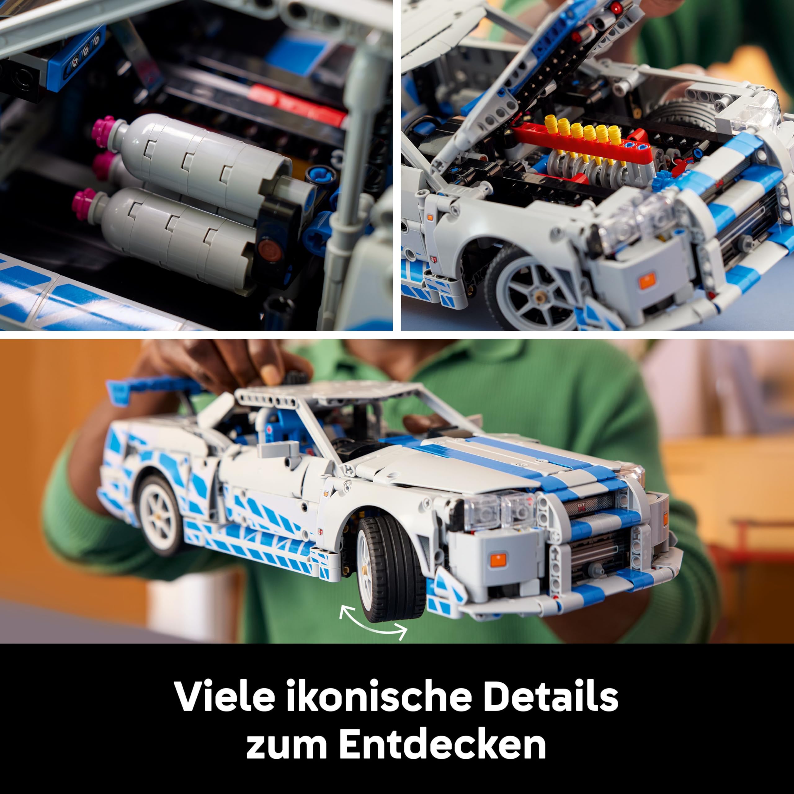 LEGO Technic 2 Fast 2 Furious Nissan Skyline GT-R (R34) Flitzer - Automodell für Erwachsene - mit Driftfunktion, Lenkung, Federung und 6-Zylinder-Motor - Sammlergeschenk für Fans - 42210