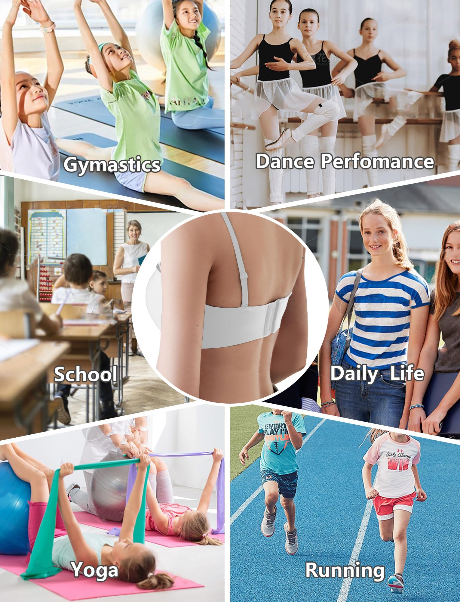 Reggiseno senza spalline senza cuciture per adolescenti senza cuciture reggiseno a fascia con spalline trasparenti rimovibili antiscivolo