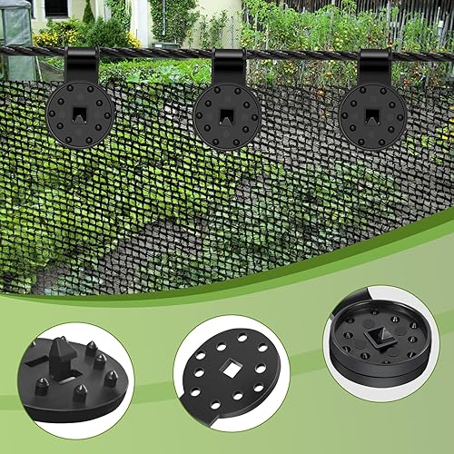 Miniatura 5 de Clips redondos de plástico negro para sombra, pinzas de plástico para tela de sombra, abrazadera de plástico para red de sombra, red antipájaros,