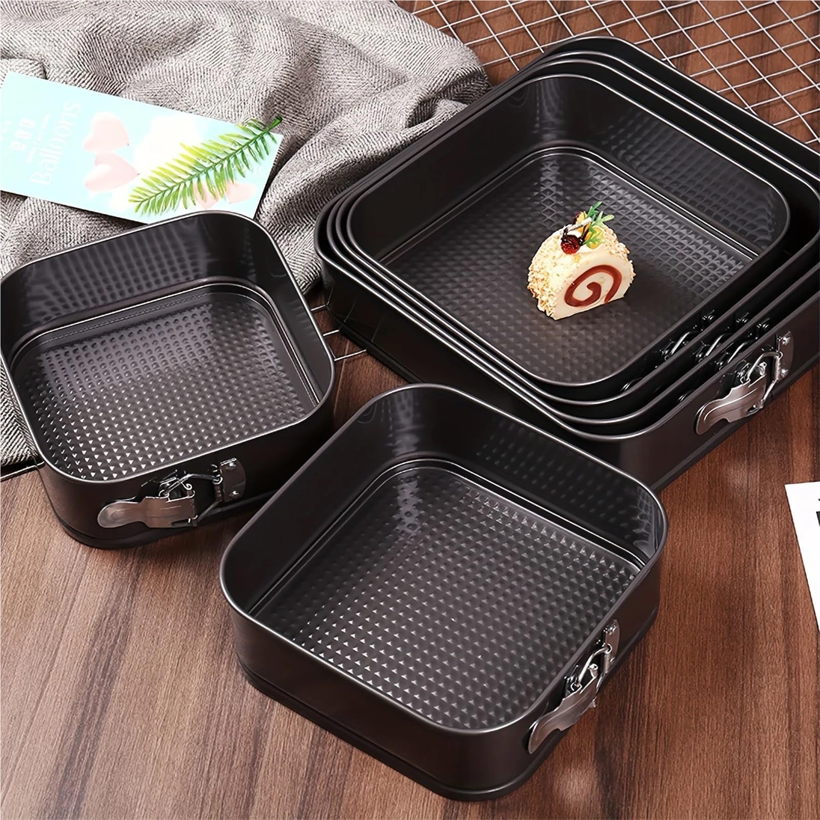 Backbleche Antihaft-Backform aus Metall, quadratische Kuchenform, Backgeschirr, abnehmbarer Boden, Kohlenstoffstahl, Kuchenformen, Küchenzubehör Für Backofen(9.5in)
