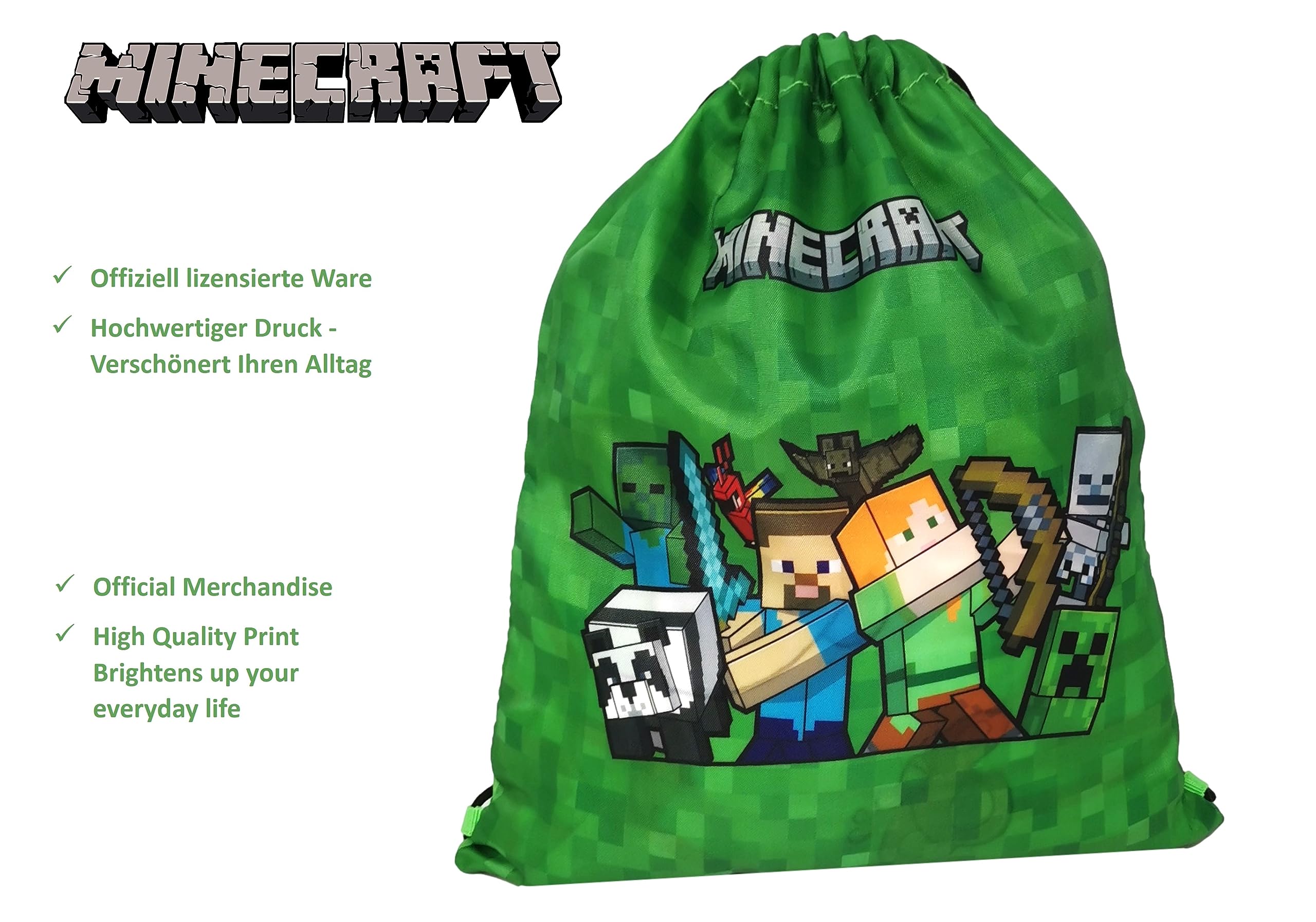 Theonoi Minecraft - Borsa da palestra, borsa da nuoto, borsa sportiva, borsa sportiva, borsa per scarpe, zaino da palestra