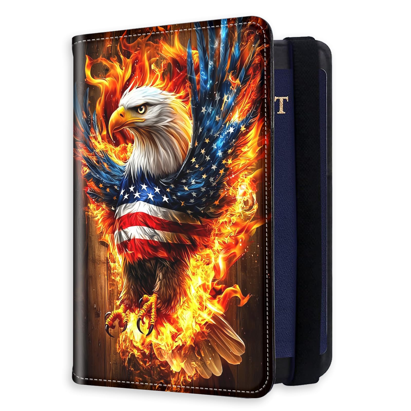 Tudguiloae RFID Blocking Passport Holder for Travel, Passport Cover Case for Travel Document Organizer Passport Card Holder, Passport Wallet with Card