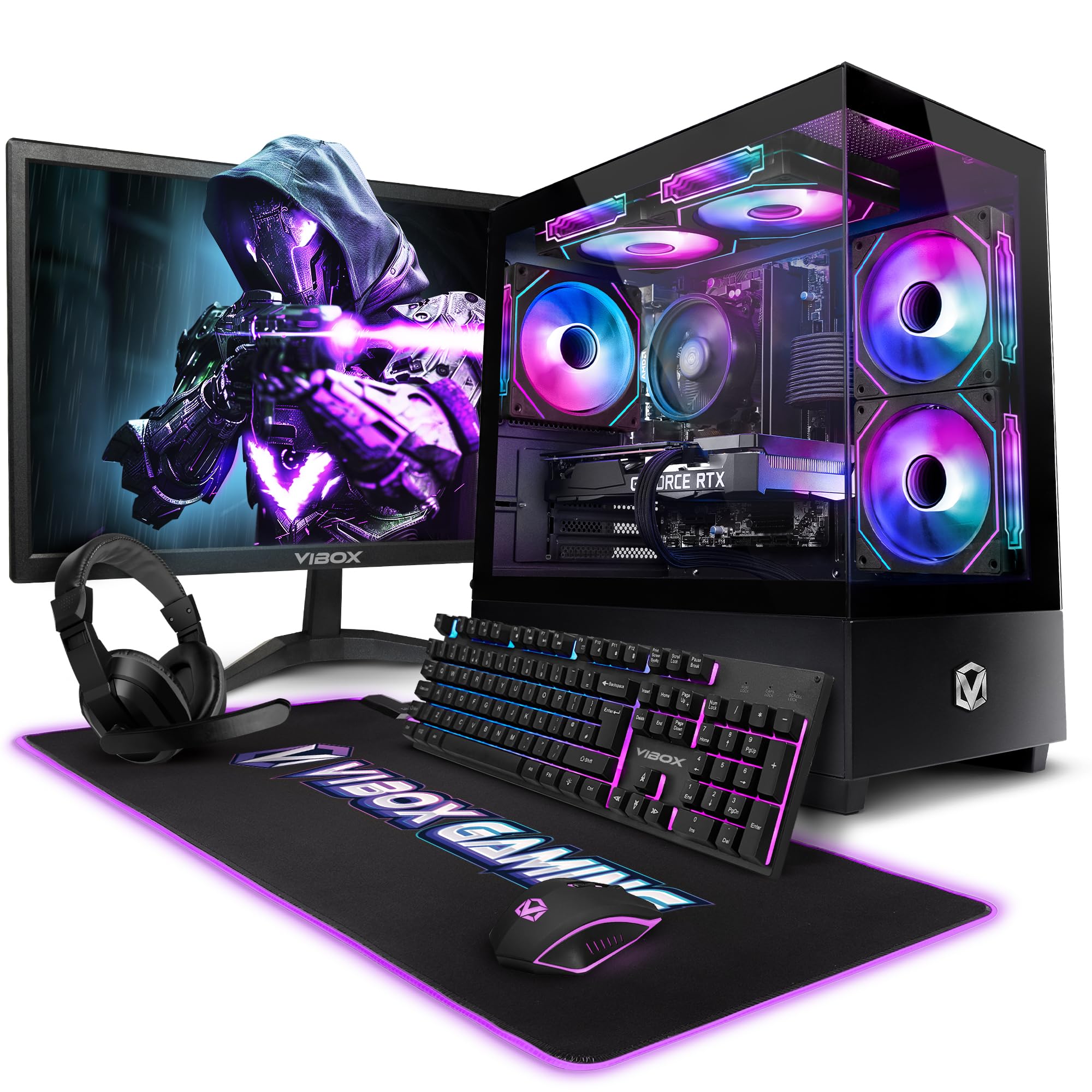 VIBOX V-518 PC Gamer Complet • 23" Écran • AMD Ryzen 5 5500 6 cœurs • Nvidia RTX 3050 6 Go • 16 Go RAM • 500 Go SSD • Windows 11 • WiFi 6 + Bluetooth 5.4