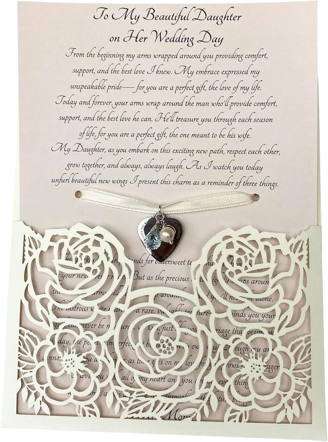 Wedding Gift for Daughter, Something Blue Charm and Poem from Mom