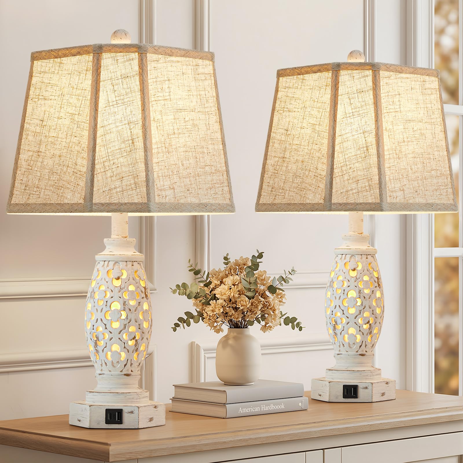 EJIAXIN Farmhouse Table Lamps Set of 2