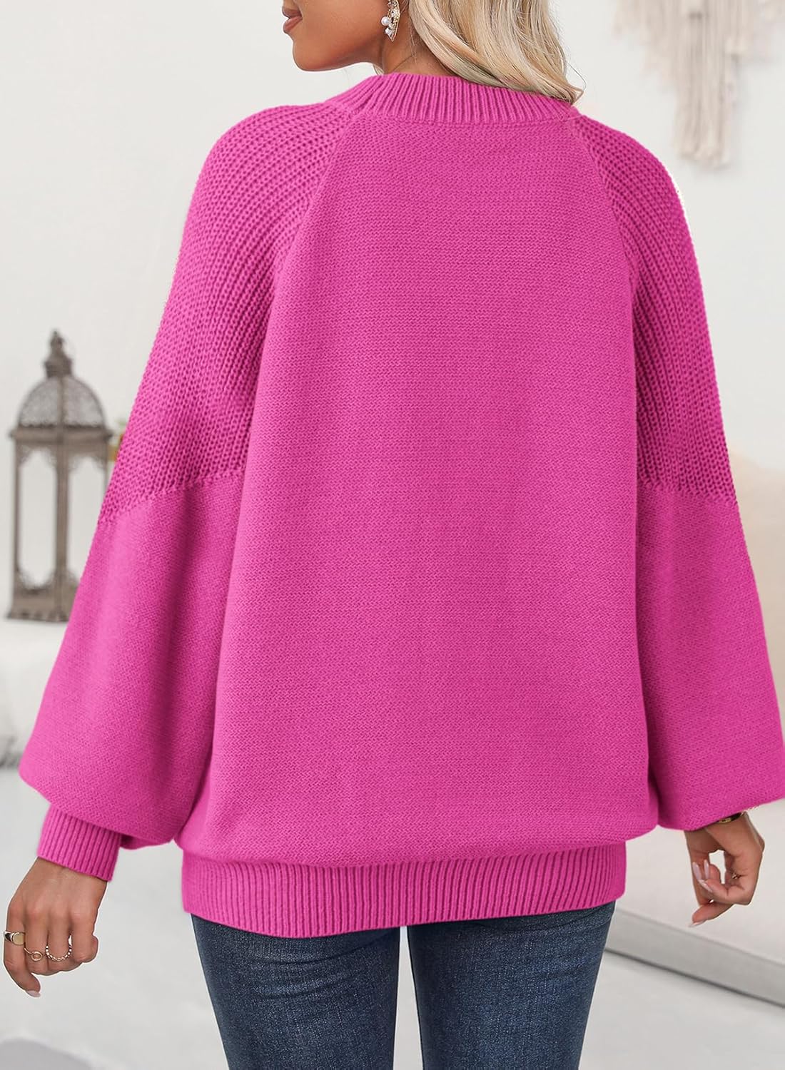 Dokotoo Women's Casual Long Sleeve Sweaters Loose Crewneck Cable Knit Pullover Sweater Jumper Tops - Image 6