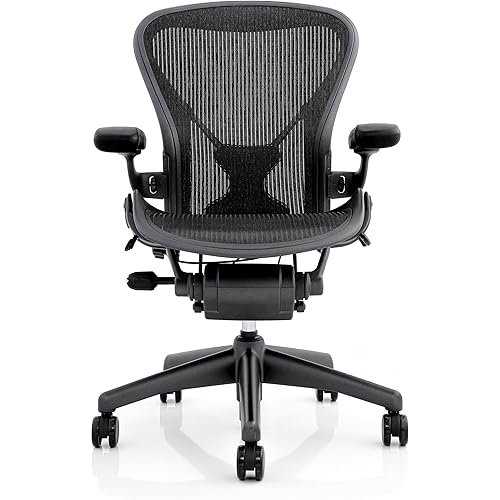 Certified Refurbished Aeron Chair Size B | Fully Adjustable Ergonomic Mesh Office Chair with Posture Fit Support, Tilt Limiter, and Roller Index Arm Adjustments (NO HEADREST)
