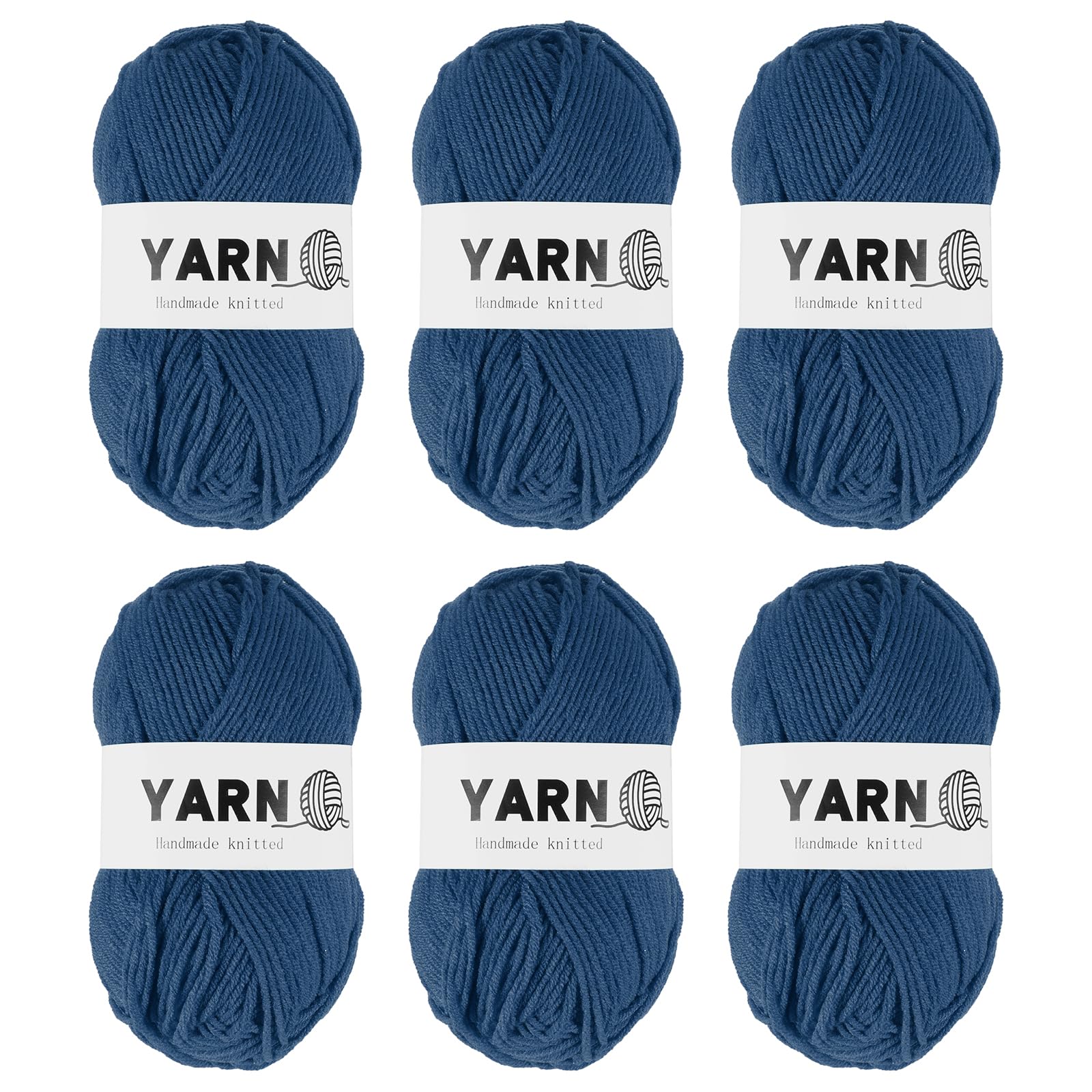 Hilo acrílico azul marino de 4 hebras sport para crochet pack de 6 ovillos de 300g