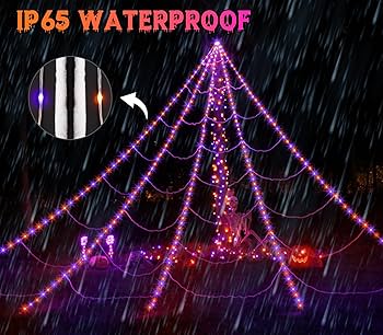 Halloween Night リゼ SP Spider Webs Halloween Decorations,5M 8Modes Super Bright