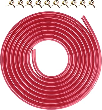 3/16 Clear Fuel Line Hose Tube Red 10 Feet
