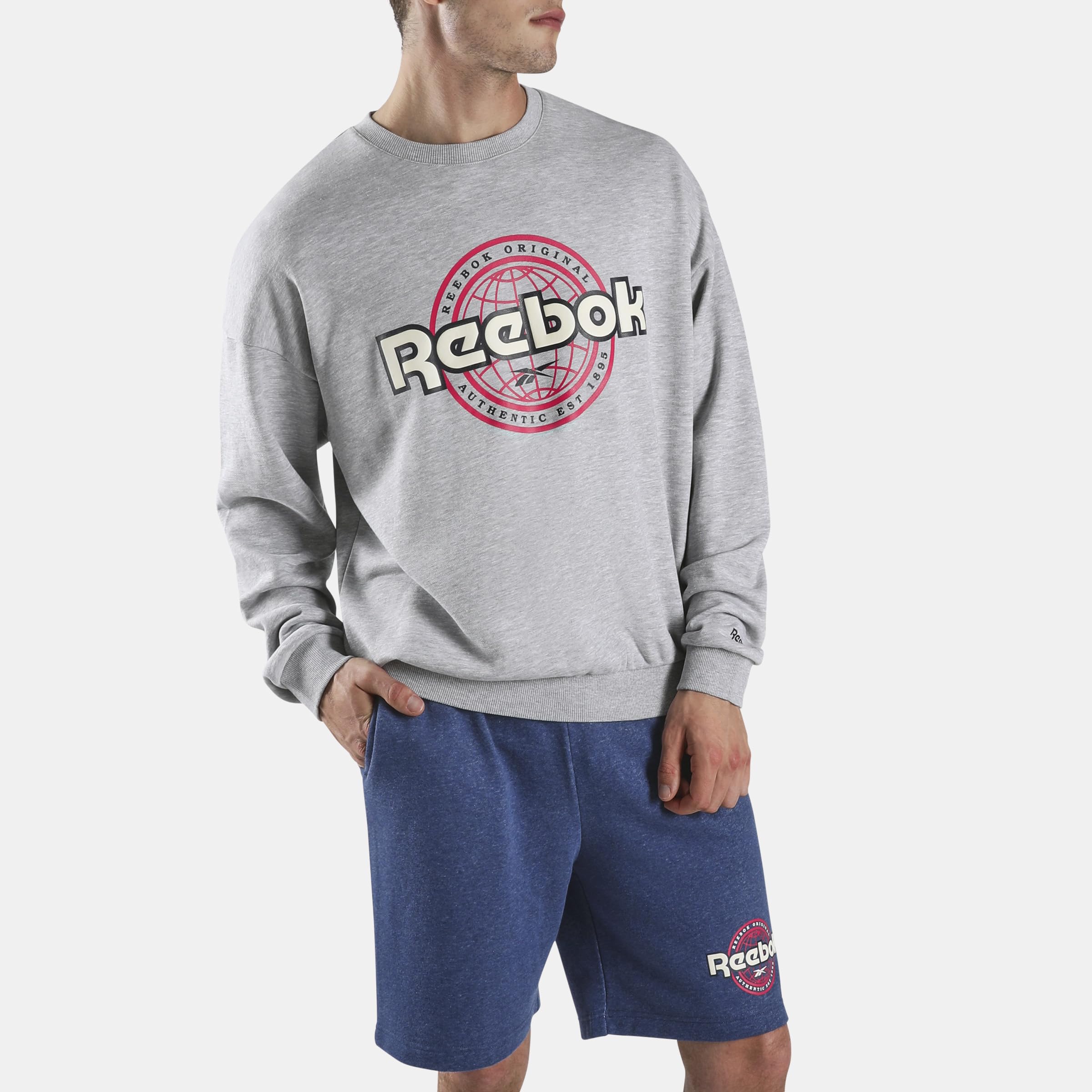 Reebok - World Crew Sweatshirt, Man  Athletic Grey Marl Men's 2XL