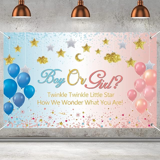 Gender Reveal Backdrop Banner Gender Reveal Banner Boy or Girl Pregnancy Announcement Banner Gender Surprise Backdrop Background Baby Shower Backdrop72.8*43.3 Inch